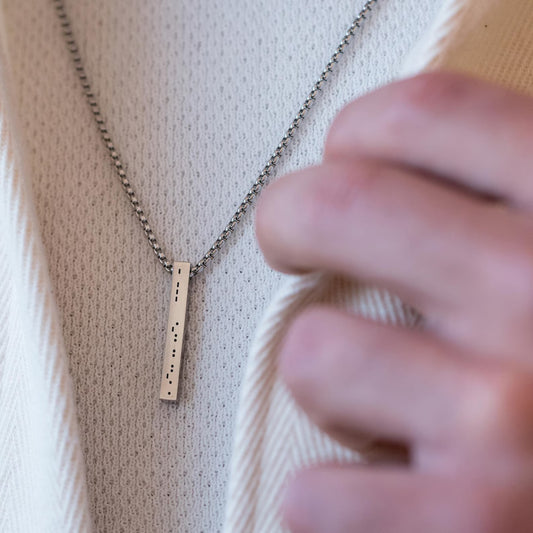 Customized Morse Code Bar Necklace for Men