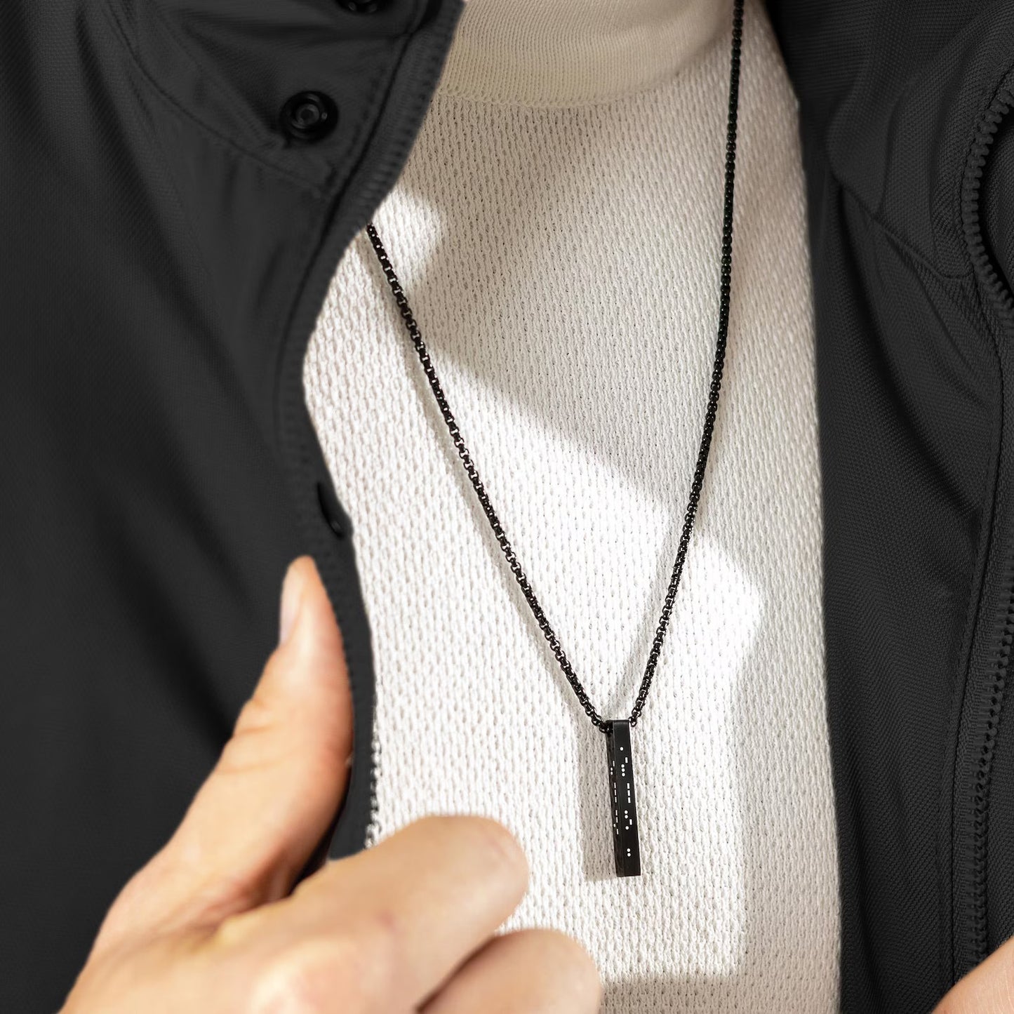 Customized Morse Code Bar Necklace for Men