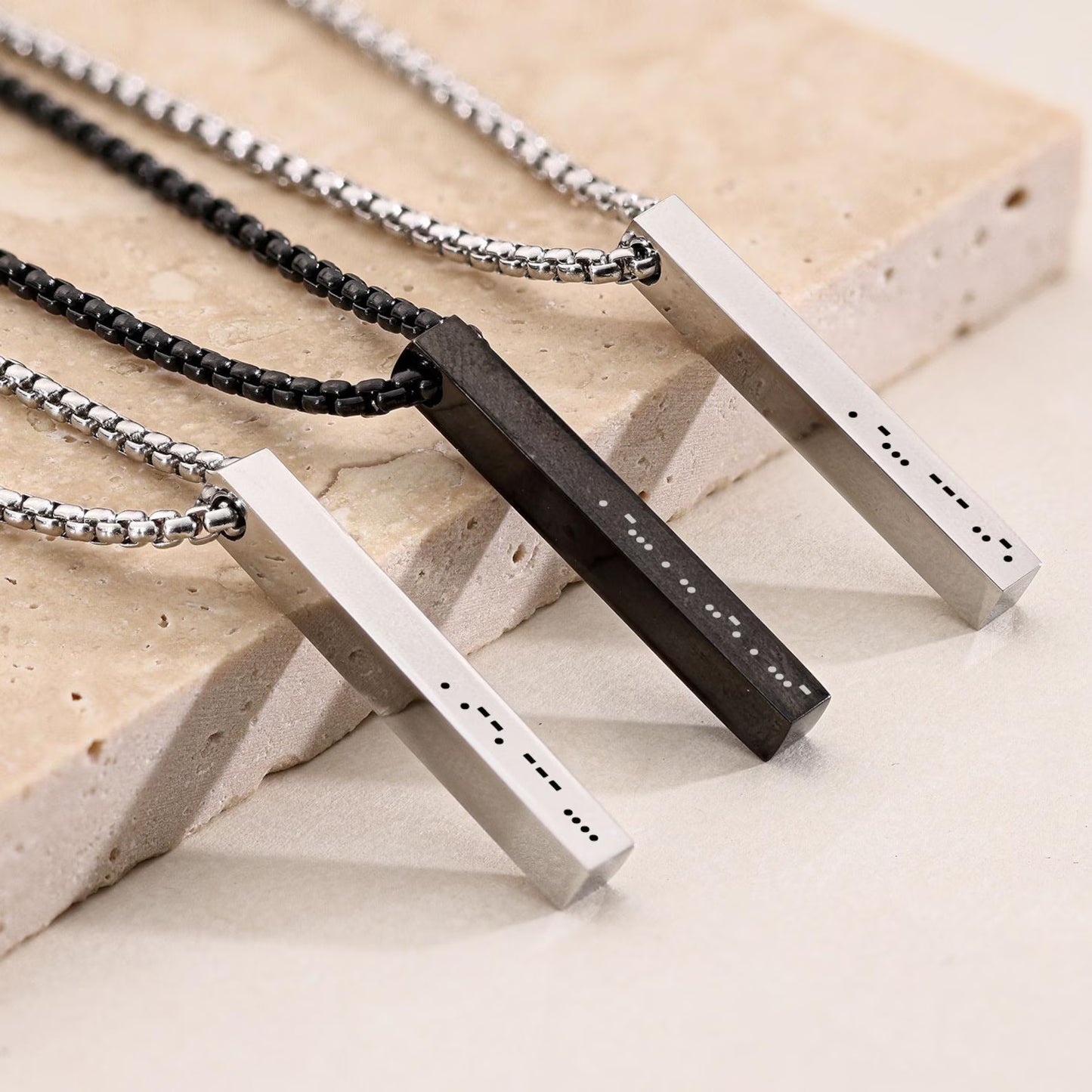 Customized Morse Code Bar Necklace for Men