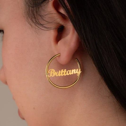 Name Hoop Earrings