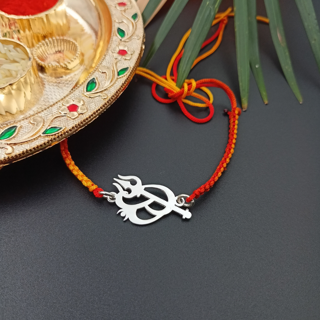 OM Trishul Silver Rakhi