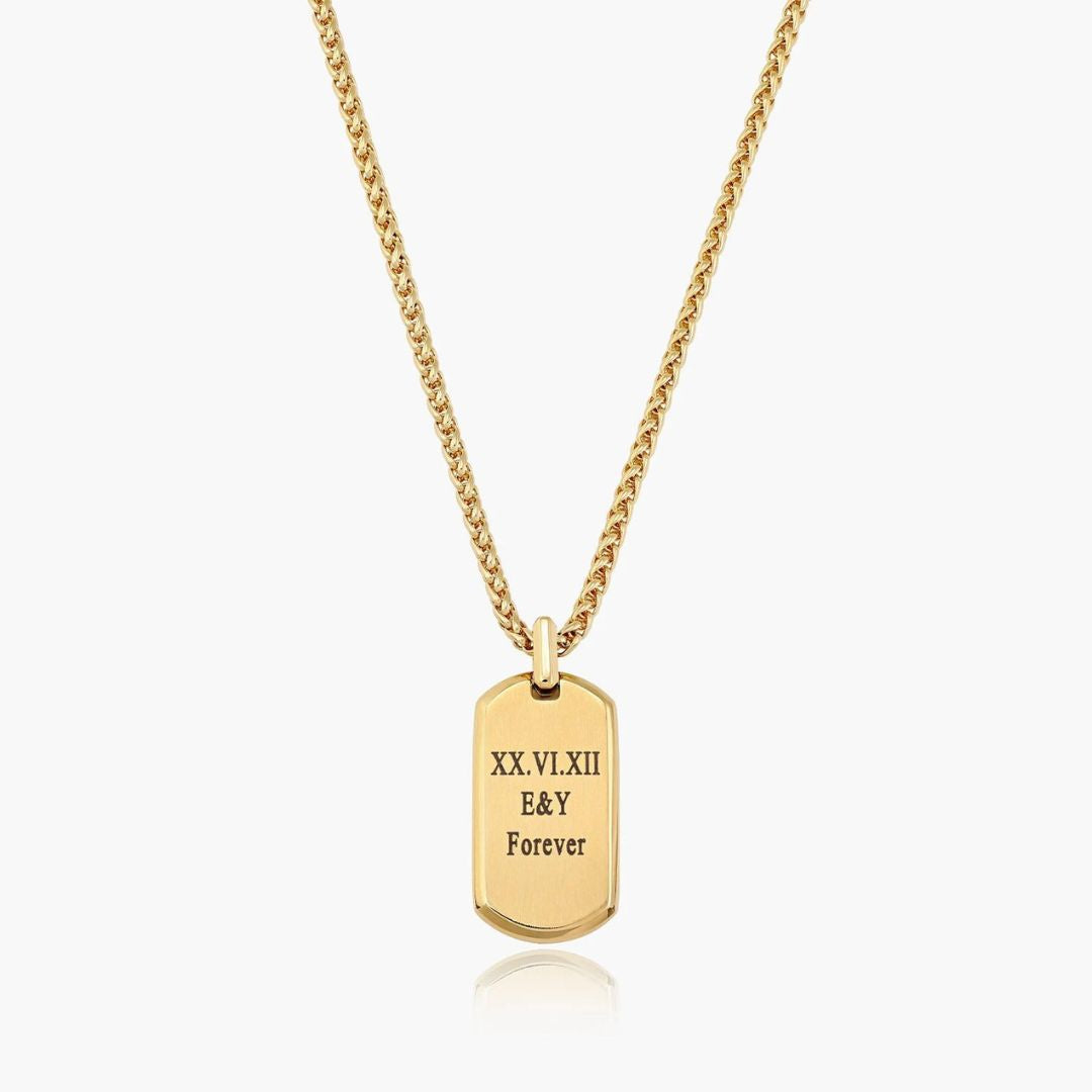 Personalize Message Necklace For Men- Men's Gold Disc Necklace