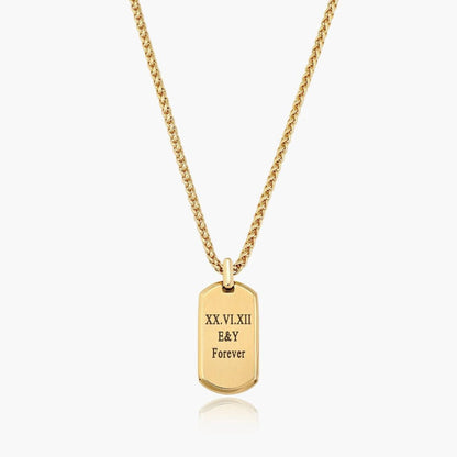 Personalize Message Necklace For Men- Men's Gold Disc Necklace