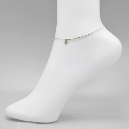 Personalized Anklet in Morse Code With Birthstone