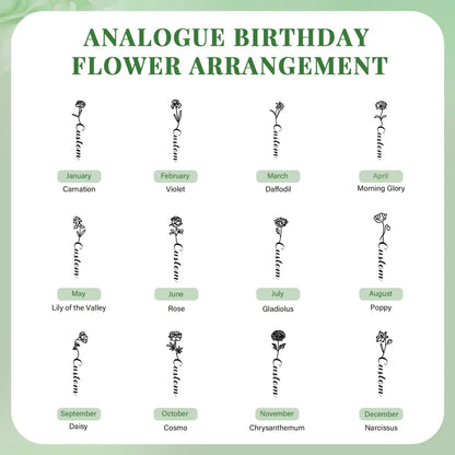 Personalized Birthflower Name Brooch