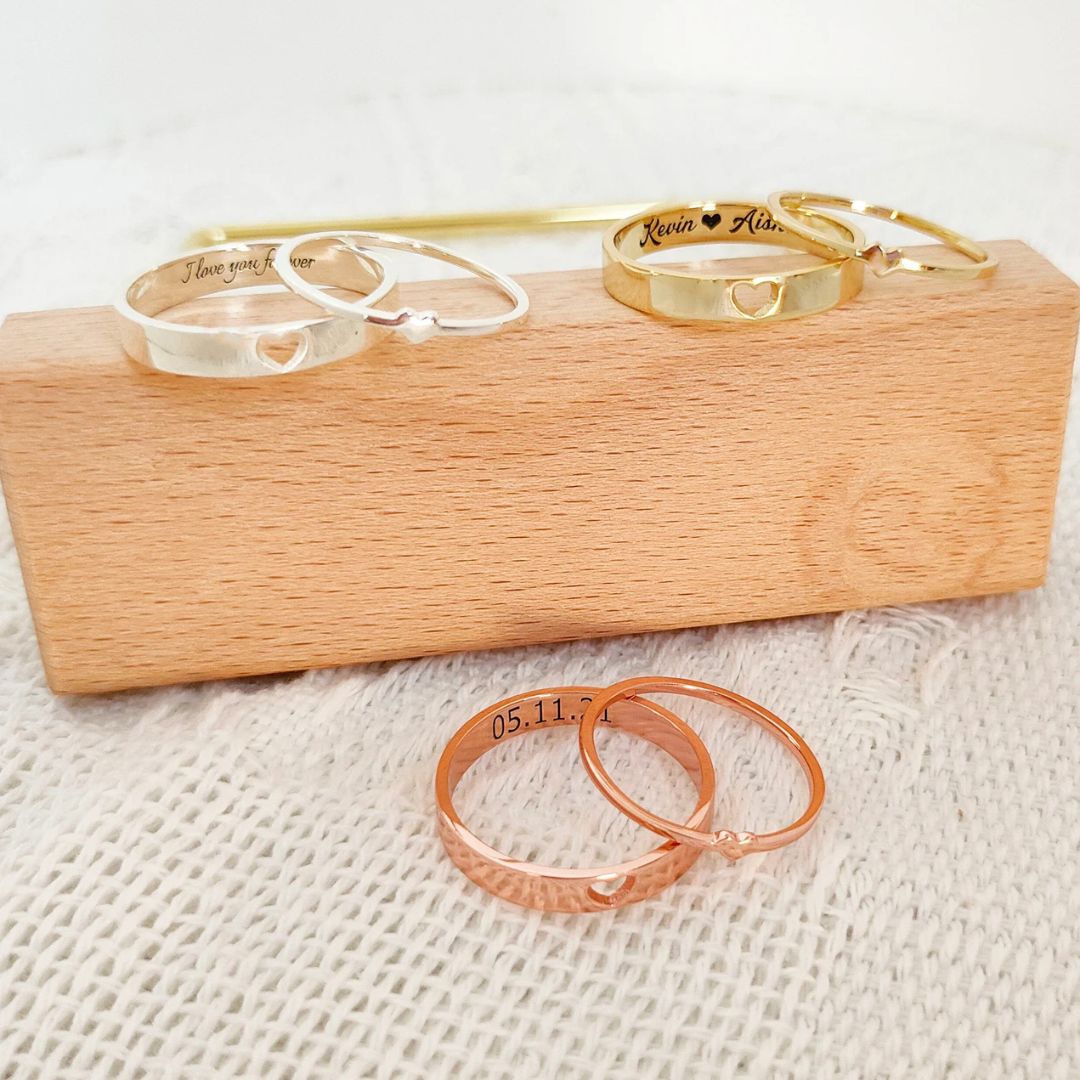 Personalized Engraved Couples Ring Set, Matching Ring Set