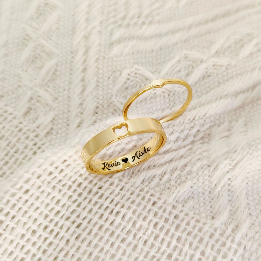 Personalized Engraved Couples Ring Set, Matching Ring Set