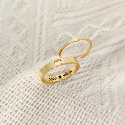 Personalized Engraved Couples Ring Set, Matching Ring Set