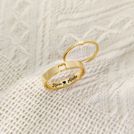 Personalized Engraved Couples Ring Set, Matching Ring Set