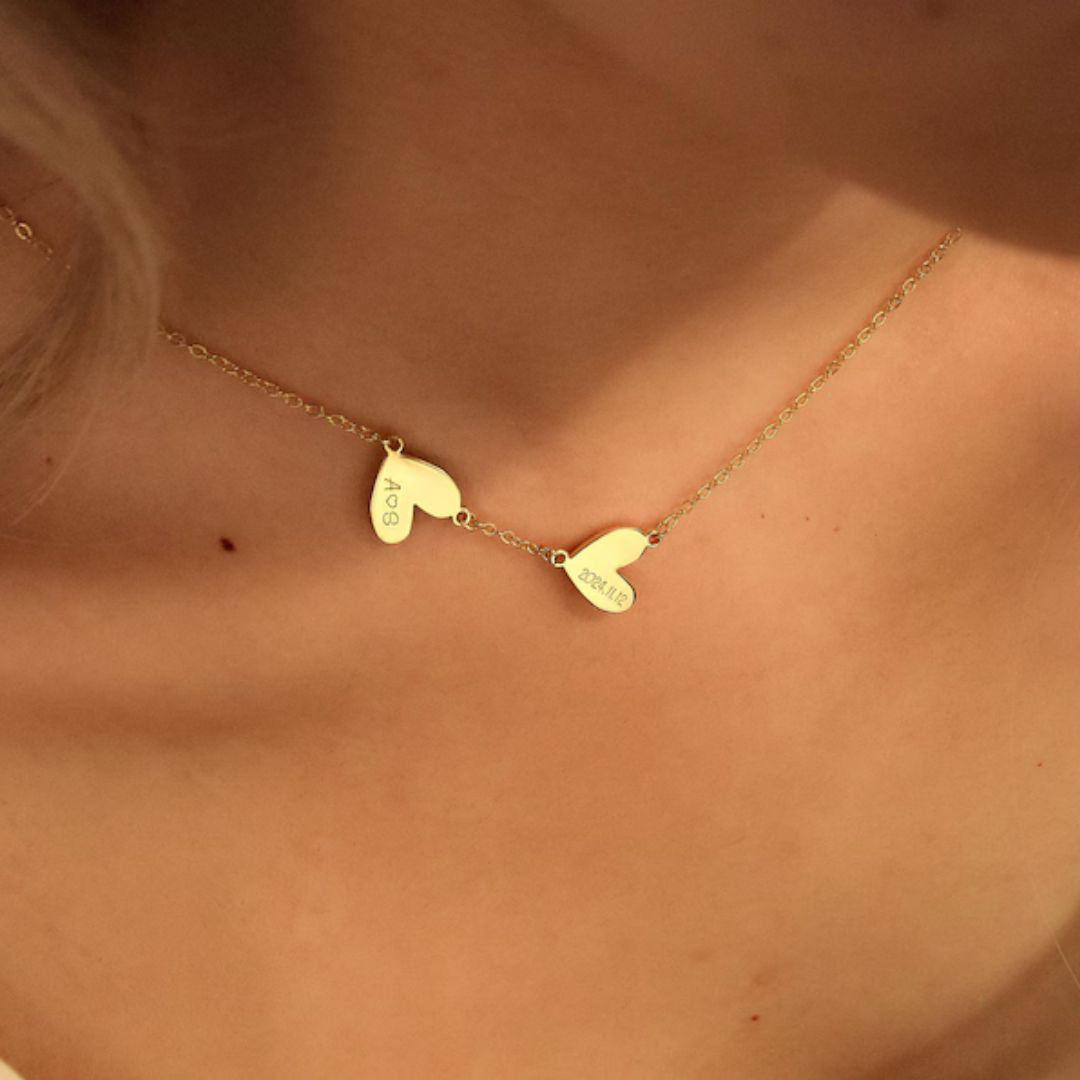 Personalized Engraved Hearts Name Necklace
