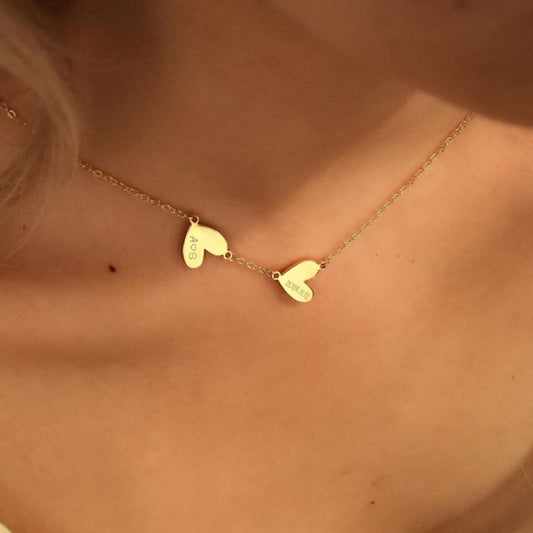 Personalized Engraved Hearts Name Necklace