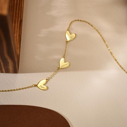 Personalized Engraved Hearts Name Necklace