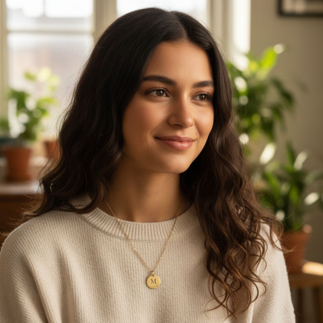 Personalized Initial and Date Engraved Necklace for Women