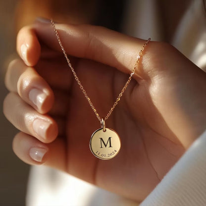 Personalized Initial and Date Engraved Necklace for Women