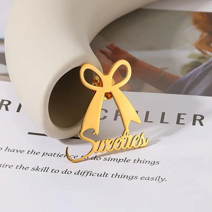 Personalized Ribbon Bow With Name | Brooch with Custom Name