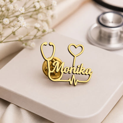 Personalized Stethoscope Style Brooch