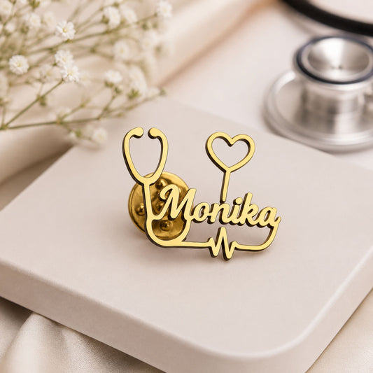Personalized Stethoscope Style Brooch