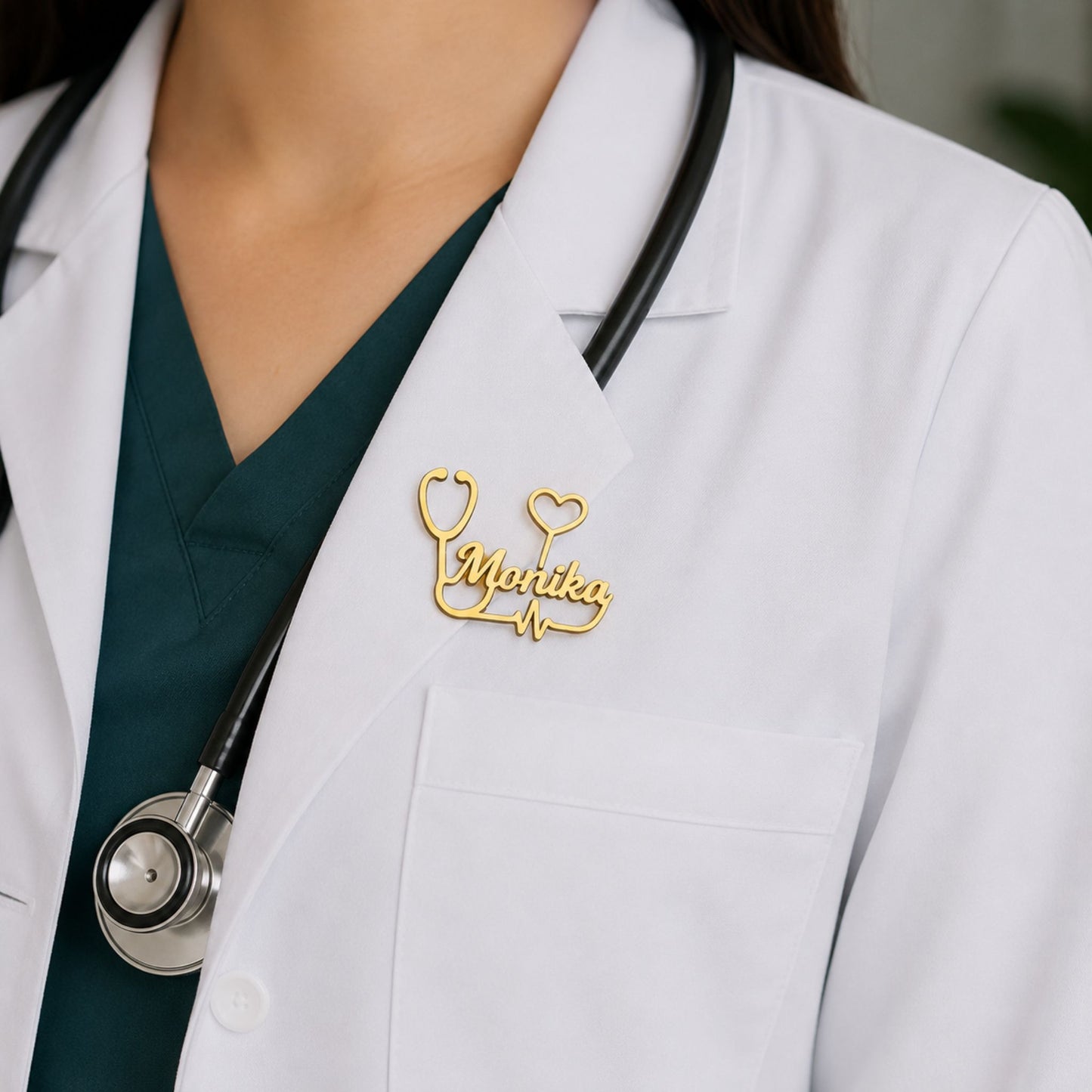 Personalized Stethoscope Style Brooch