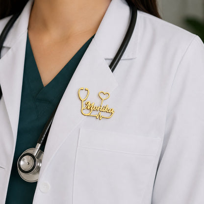 Personalized Stethoscope Style Brooch