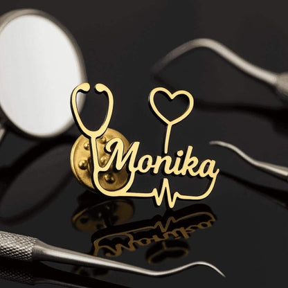 Personalized Stethoscope Style Brooch