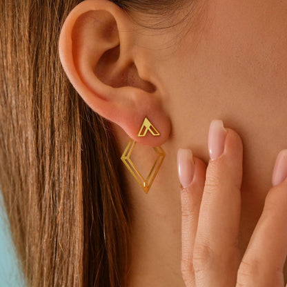 Rhombus Ear Jacket Earring | Minimalist Earring Jacket