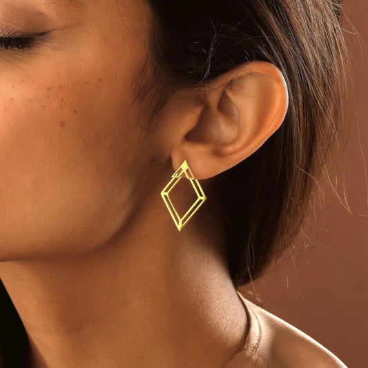 Rhombus Ear Jacket Earring | Minimalist Earring Jacket