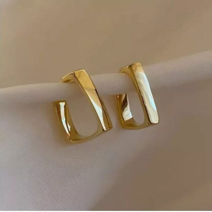 Small Huggie Square Round Hoop Studs