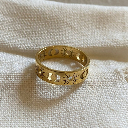 Sun Moon Sterling Silver Ring