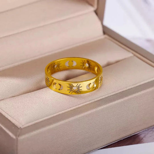 Sun Moon Sterling Silver Ring