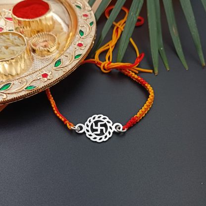 Swastik Silver Rakhi