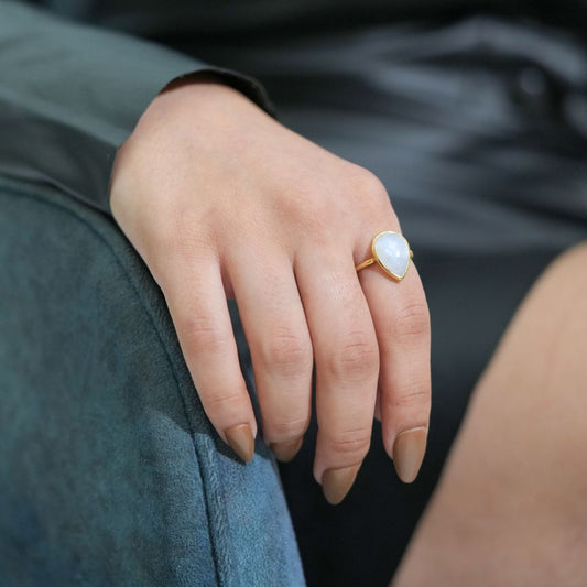 Teardrop Moonstone Ring