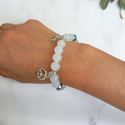 White Beaded Charm Bracelet
