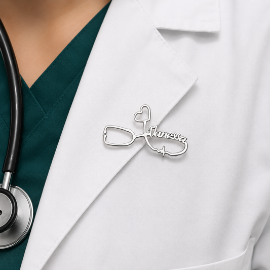 Customized Stethoscope Brooch With Name