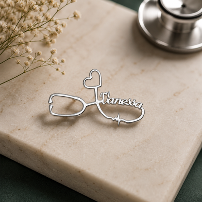 Customized Stethoscope Brooch With Name