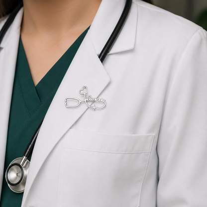 Customized Stethoscope Brooch With Name